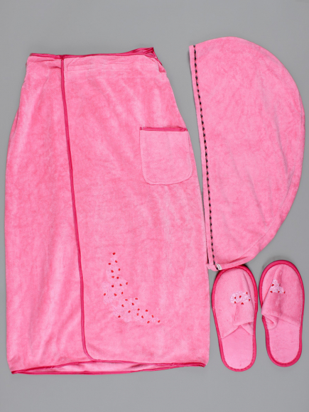 Комплект (юбка-полотенце,полотенце-колпак,тапочки)