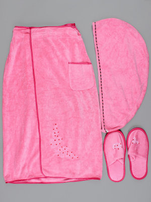 Комплект (юбка-полотенце,полотенце-колпак,тапочки)