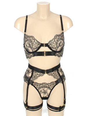 Комплект (бюстгальтер, трусы, пояс для чулок)